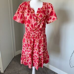 Anthropologie Red and Pink Patterned Fabric